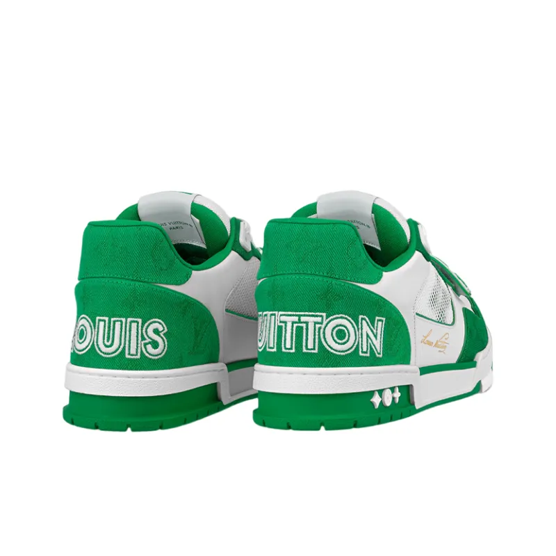 LOUIS VUITTON Trainer Low Top Stylish Skateboarding Shoes Unisex White Green-3