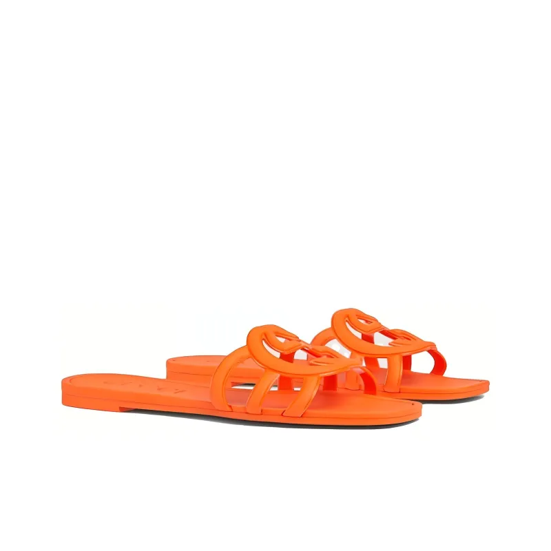 GUCCI Interlocking Collection Slide Slippers Women's Orange-2