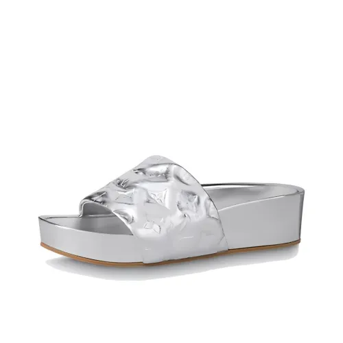 LOUIS VUITTON Jumbo Flatform Stylish Sandals Max Women's Silver