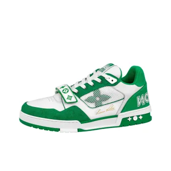 LOUIS VUITTON Trainer Low Top Stylish Skateboarding Shoes Unisex White Green