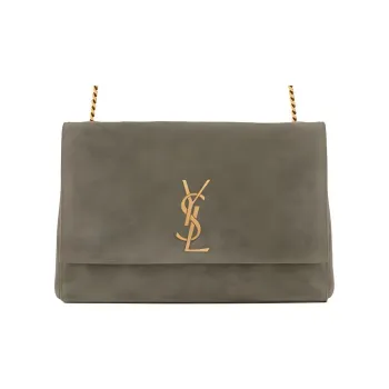 SAINT LAURENT KATE Cow Split Leather With Sheepskin Chain Bag, Crossbody Bag, Shoulder Bag Women's Gray Khaki Color