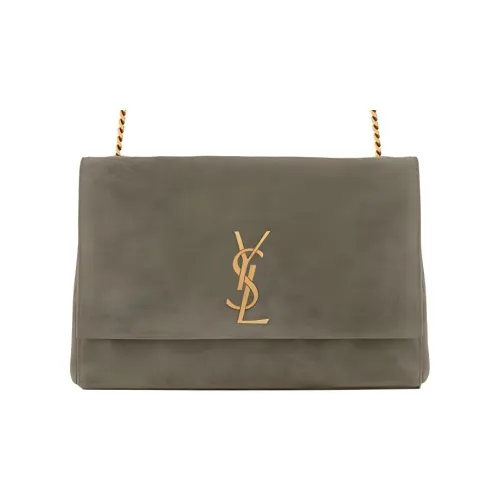 SAINT LAURENT KATE Cow Split Leather With Sheepskin Chain Bag, Crossbody Bag, Shoulder Bag Women's Gray Khaki Color
