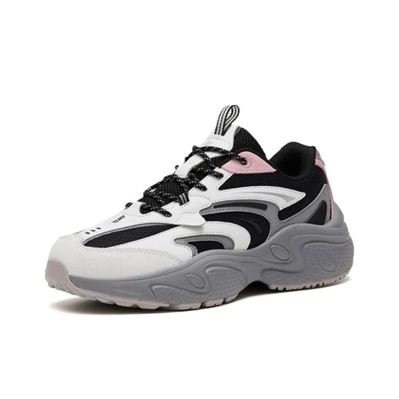Anta C37 Series Cushioning Anti Slip And Wear Resistant Low Top Sports Casual Shoes Women's Black White Pink-1