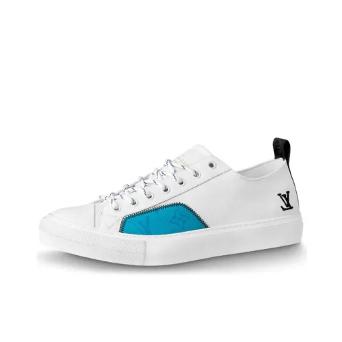 LOUIS VUITTON Tattoo Canvas Shoes Men Low-Top White/Blue