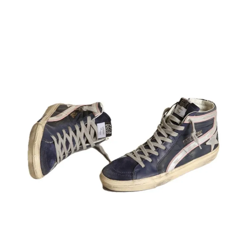 Golden Goose Slide Low-Top Skateboard Shoes Women's Blue Vintage Version-2