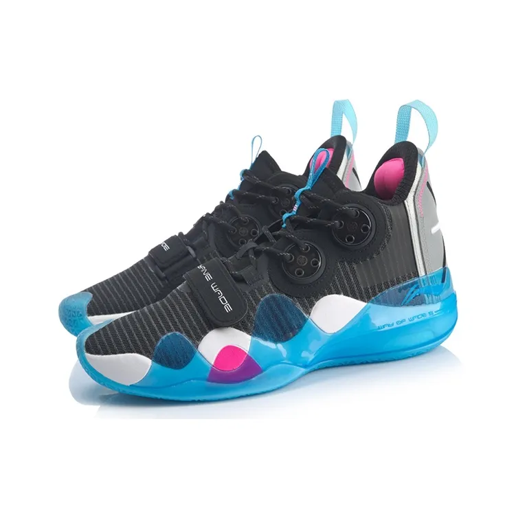 LiNing Anti Slip Wear Resistant Mid Top Basketball Shoes Men's Black-2