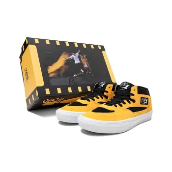 Vans Half Cab Skateboard Shoes Unisex Mid Top Yellow Black