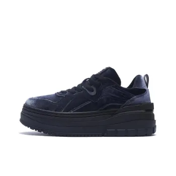 LiNing Wave Platform Anti Slip And Wear Resistant Lightweight Height Increasing Low Top Skateboard Shoes Women's Black
