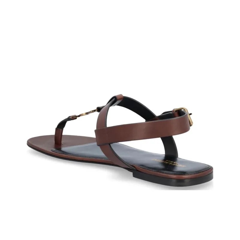 SAINT LAURENT CASSANDRE Odor-Resistant Flip Flops Men's Brown-2