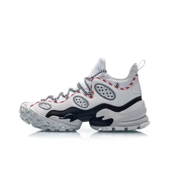 LiNing CF Countflow Monster Eye Mid Durable Breathable Mid Top Vintage Basketball Shoes Men's White Red