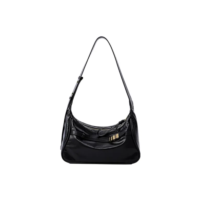 FION Cow Leather Crossbody Bag, Shoulder Bag Regular Women's Black-0