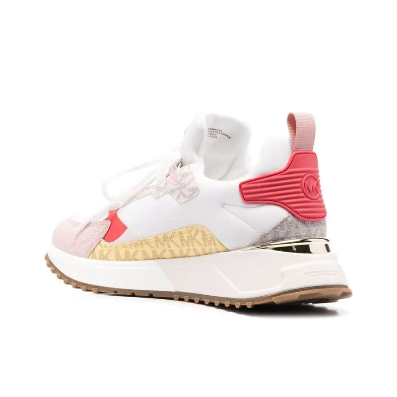 MICHAEL KORS Theo Cushioned Slip-Resistant Abrasion-Resistant Low-Top Casual Shoes Women's White Red-3