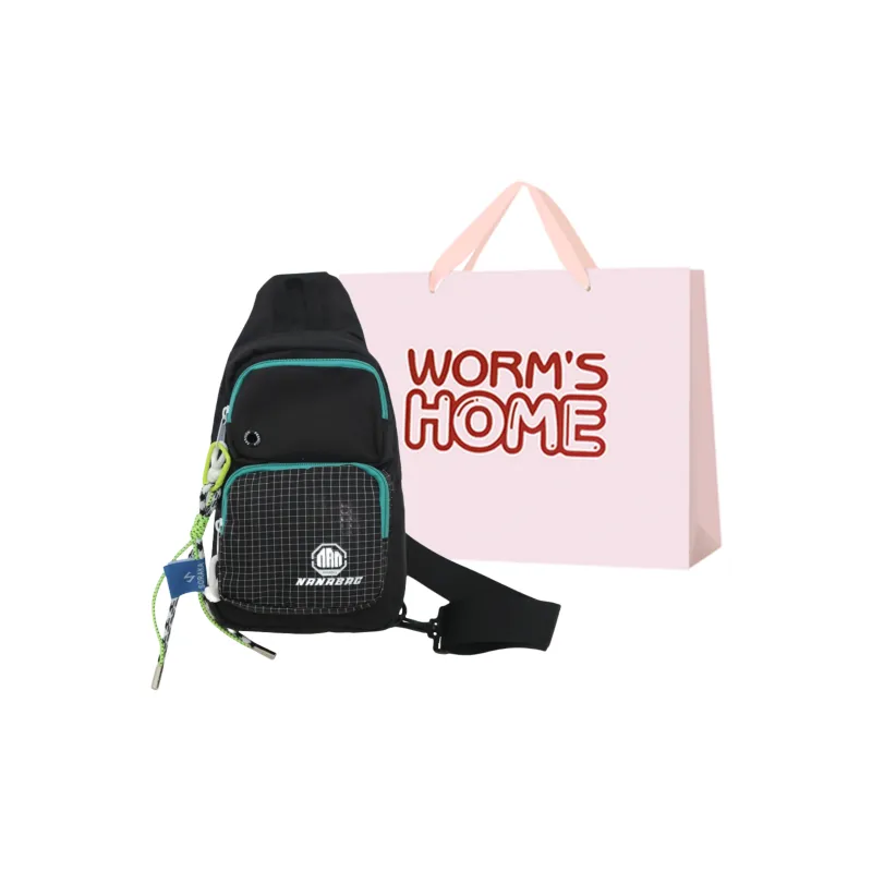 Worm's Home Nylon Sling Bag Unisex White/Black/Dark Gray/Light Gray/Blue-4
