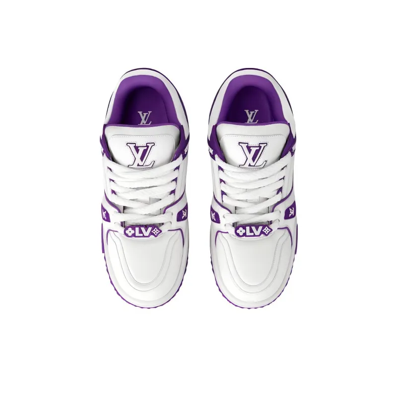 LOUIS VUITTON Trainer Maxi Little Chubby Ding Low Top Skateboard Shoes Unisex White Purple-3