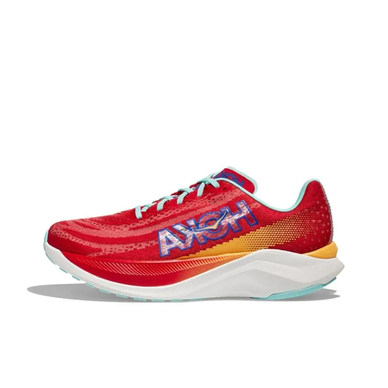 HOKA ONE ONE Mach X Cushioning Breathable Low Top Running Shoes Men's Bright Red-0