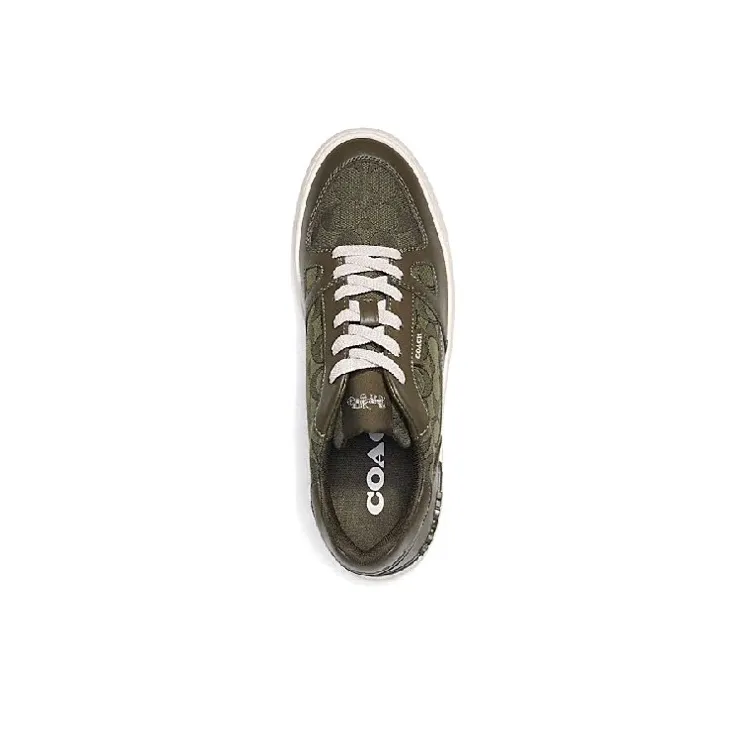 COACH Clip Low Top Stylish Skateboarding Shoes Men's Dark Green-3