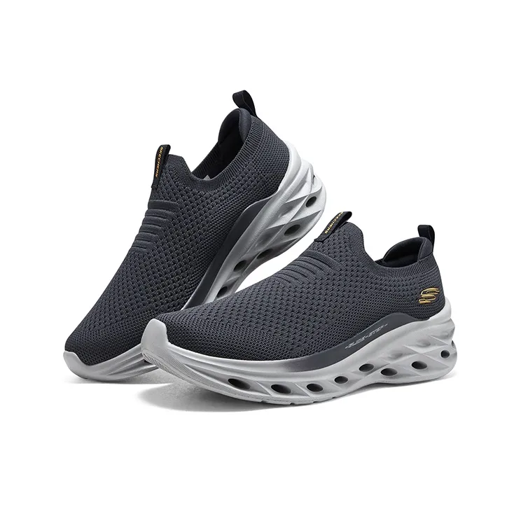 Skechers Glide Step Cushioned Wear-Resistant Lightweight Low-Top Casual Shoes Men's Dark Gray-3