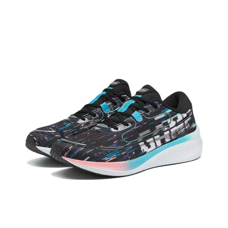 XTEP Cushioning, Abrasion Resistant, Breathable, Lightweight Low Top Running Shoes Men's Black Blue-1