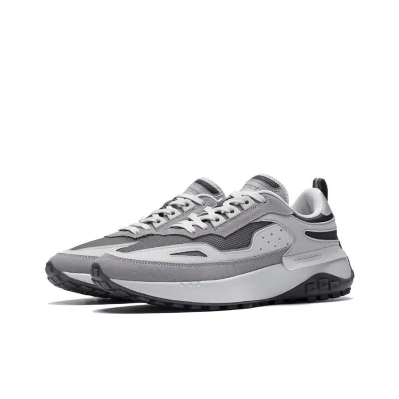 LiNing CF Tracing Cushioning, Wear Resistant Low Top Sports Casual Shoes Men's Gray White-2
