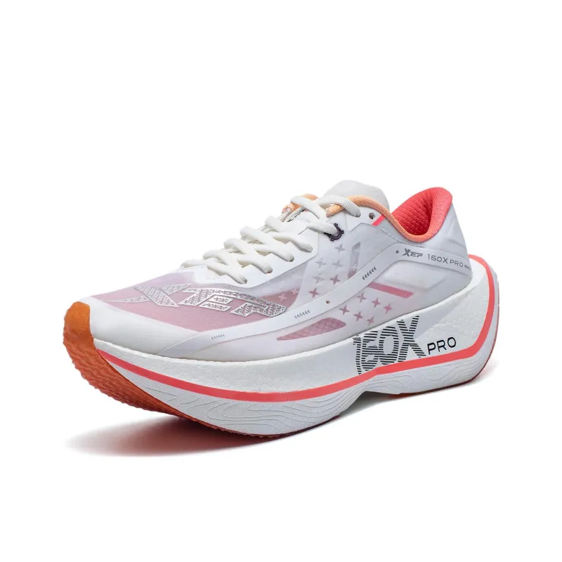 XTEP 160X 2.0 Pro Cushioning Anti Slip And Wear Resistant Low Top Marathon Running Shoes Women's White Red-2