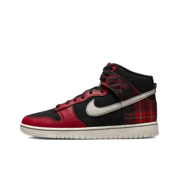 Nike Dunk High Se Tartan Plaid Black University Red