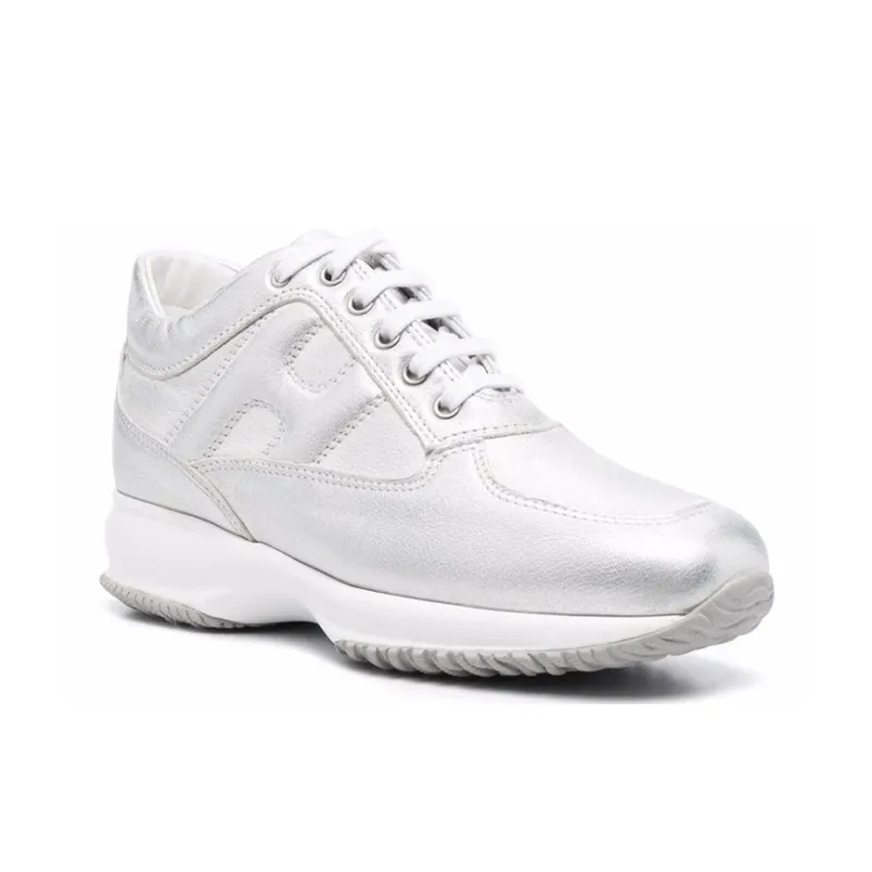 HOGAN Interactive Abrasion Resistant Low Top Casual Shoes Women's Silver-1