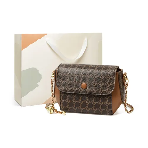 15 MINS PVC And Synthetic Leather Small Square Bag Shoulder Bag Crossbody Bag Small Size Women's Coffee/Ecru