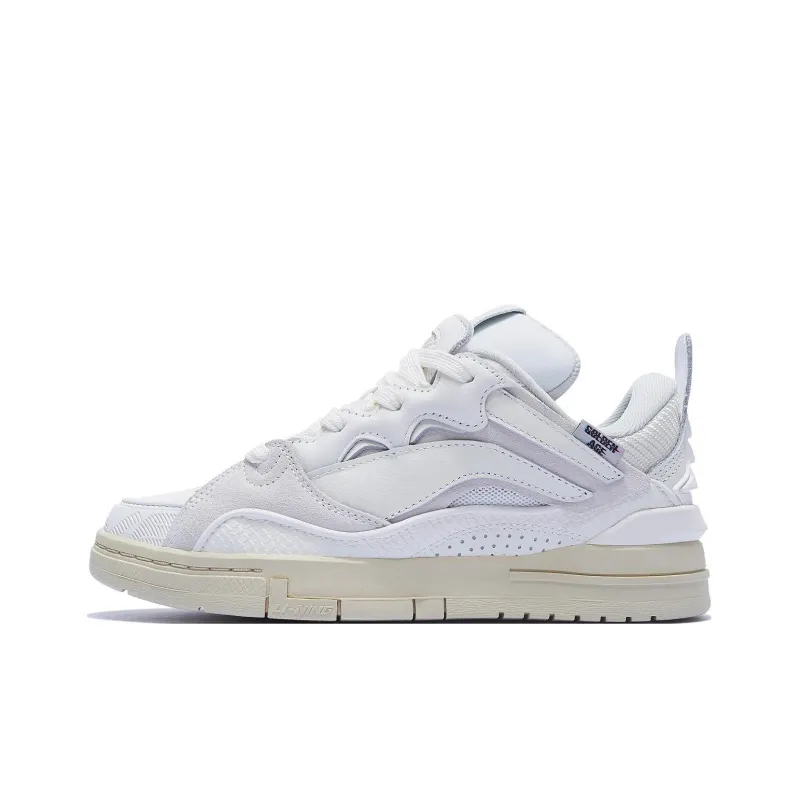 LiNing Wave Golden Anti Slip Wear Resistant Low Top Skateboard Shoes Women's White-0