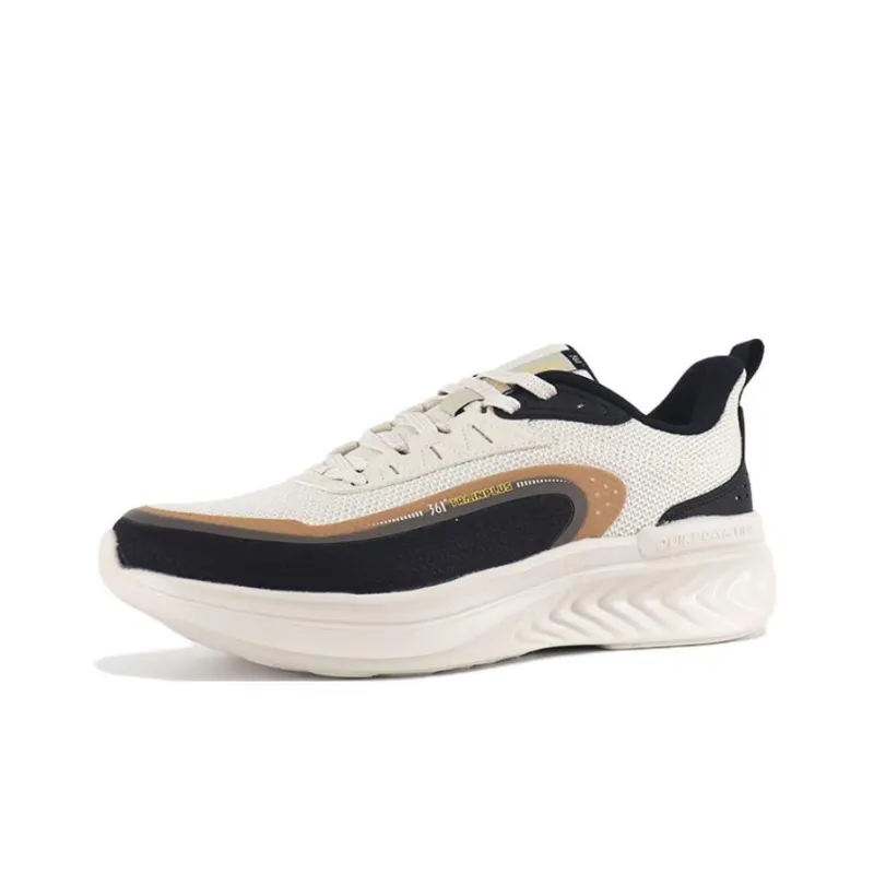 361° QU!KFOAM Cushioned Anti Slip Wear Resistant Breathable Lightweight Low Top Running Shoes Men's White Black-2