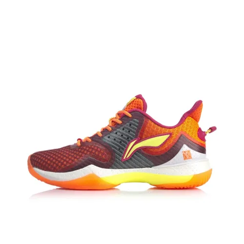 LINING Battle Halberd Badminton Shoes Women's Low-Top Orange Red