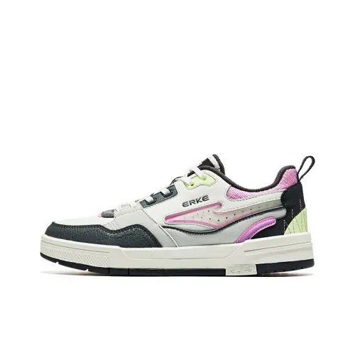 Erke Chao Yang Anti Slip Wear Resistant Low Top Skateboard Shoes Women's White Black
