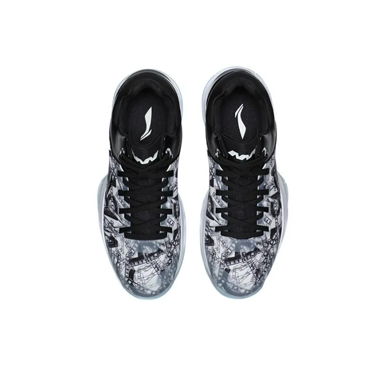 LiNing Night Stalker Cushioning Balance Low Top Basketball Shoes Men's Black And White Graffiti-3