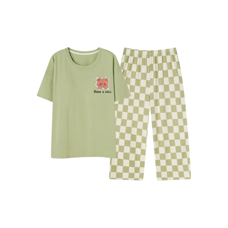 Vine Color Women's Pajama Sets-7