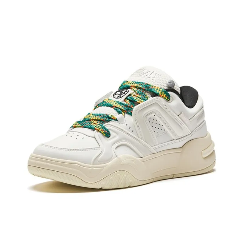 Anta AOJIE Wear Resistant Low Top Skateboard Shoes Women's Ecru Green-1