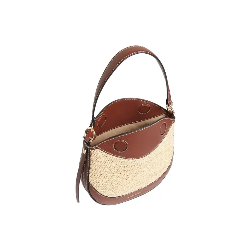 Vanessa Bruno Smooth Leather With Raffia Portable Crossbody Bag Shoulder Bag Small Size Women's Natural-2