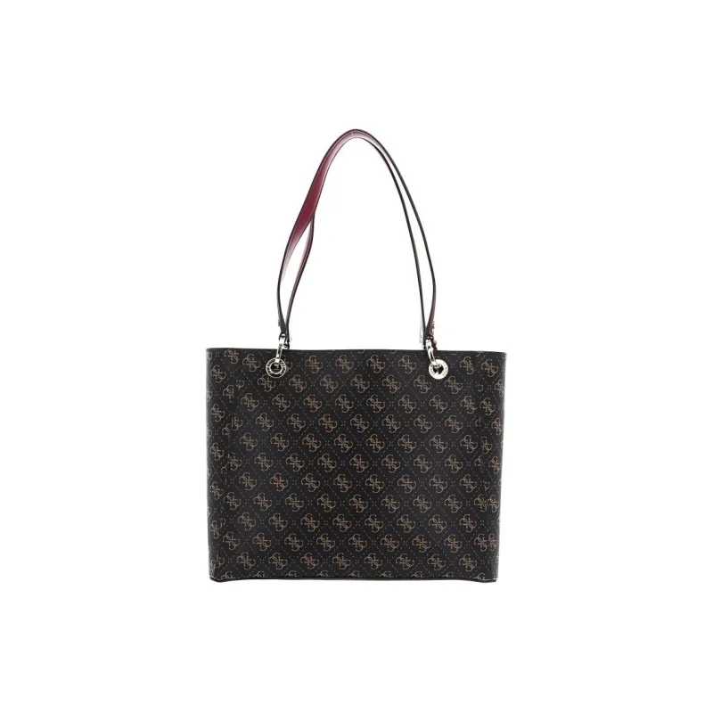 GUESS Polyurethane Tote Bag Shopping Bag Handbag Shoulder Bag Women's Brown-4