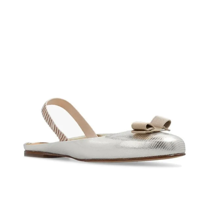 FERRAGAMO Varina Flat Shoes Women's Silver-1