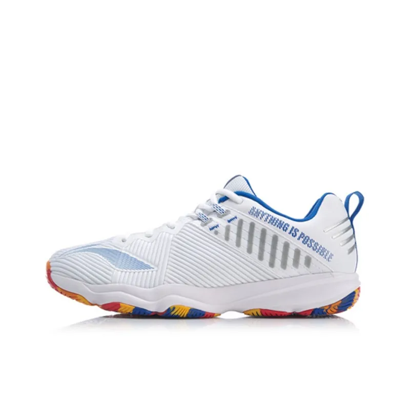 LiNing Anti Slip Wear Resistant Low Top Badminton Shoes Men's White-0