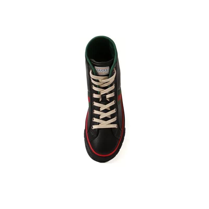 GUCCI Wear-Resistant High-Top Skateboard Shoes Women's Black-2