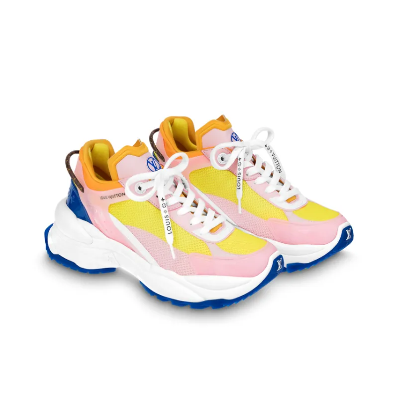 LOUIS VUITTON Run 55 Slip Resistant Low Top Sports Casual Shoes Women's Yellow Pink-2