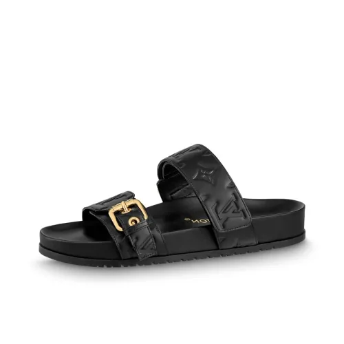 LOUIS VUITTON Bom Dia Slip Resistant Slide Slippers Women's Black