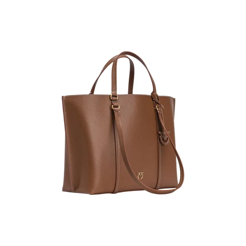 PINKO Cow Leather Tote Bag, Shopping Bag, Handbag Tubas Women's Umber-1