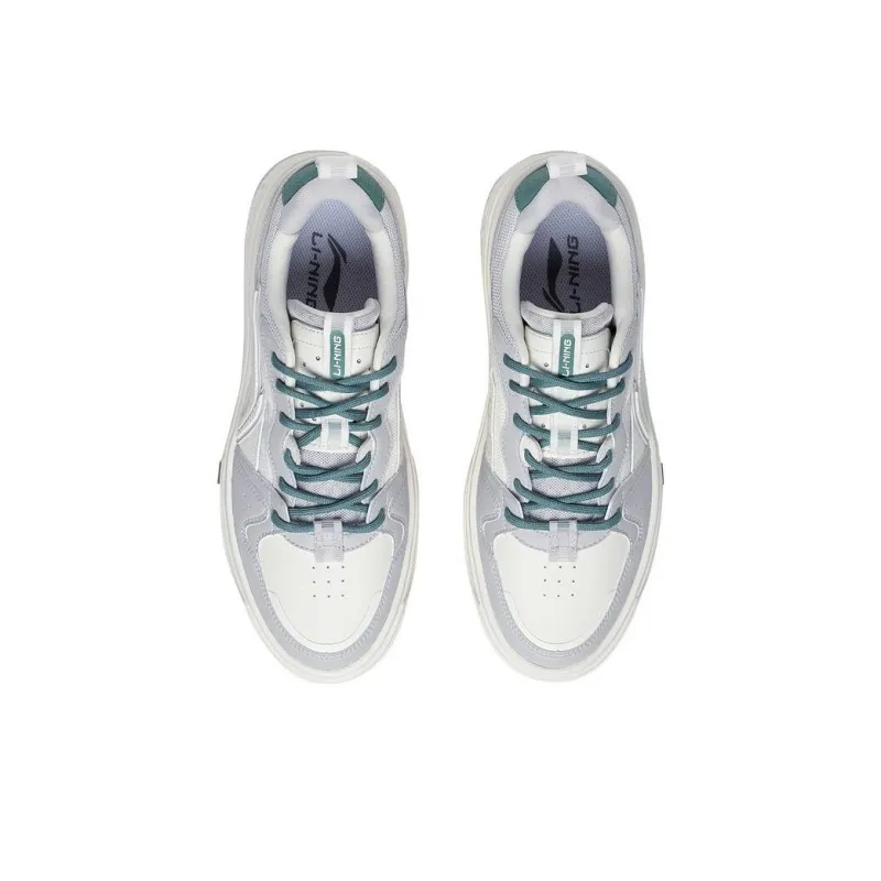 LiNing Xianchu V2 Anti Slip And Wear Resistant Height Increasing Low Top Skateboard Shoes Men's Light Smoke Gray Ecru-3