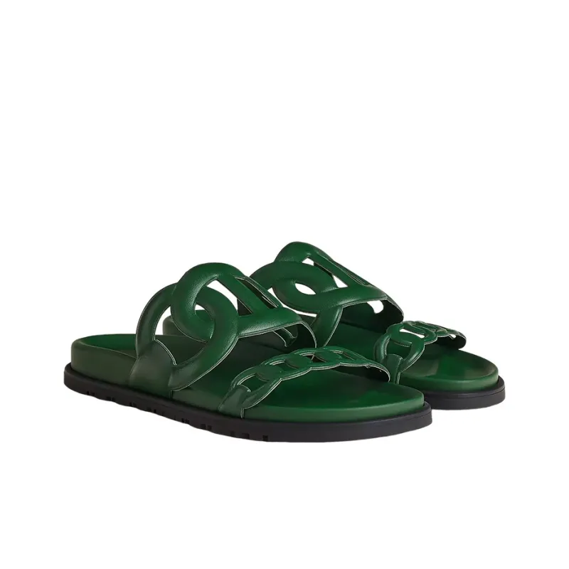 HERMES Extra Stylish Sandals Women's Green-3