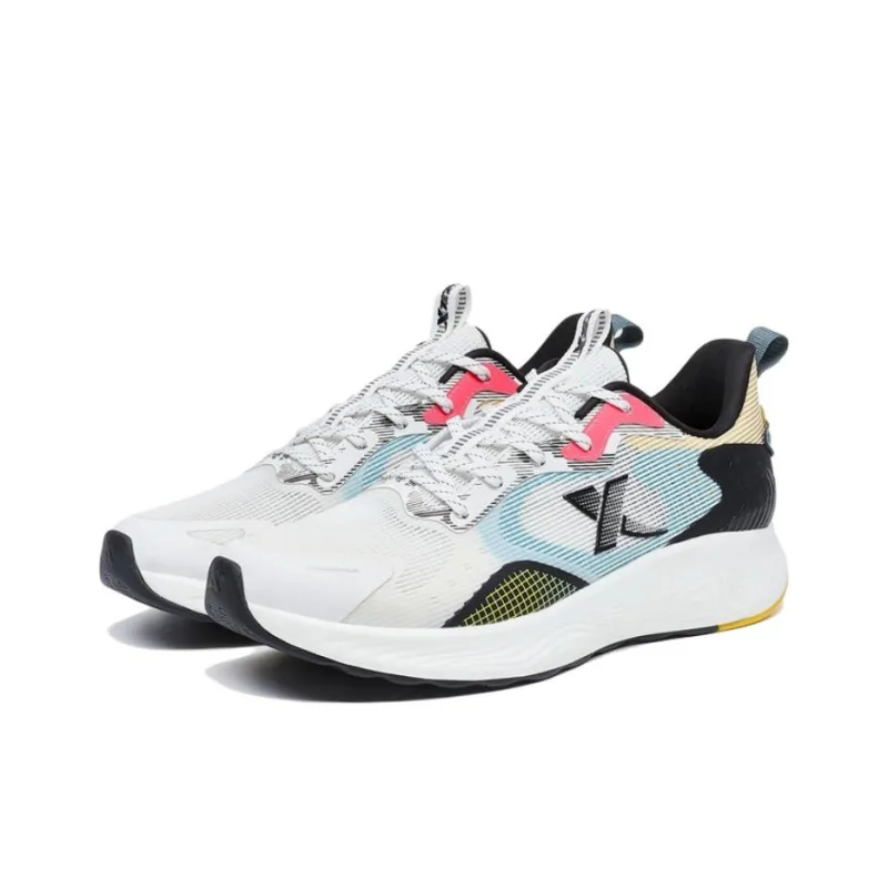 XTEP Polygon 1.0 Running Shoes Men Low Top Canvas White/Black/Dark Mud Gray/Blue-1