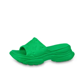 LOUIS VUITTON Pool 55 Rubber Sole Abrasion Resistant Slide Slippers Women's Green