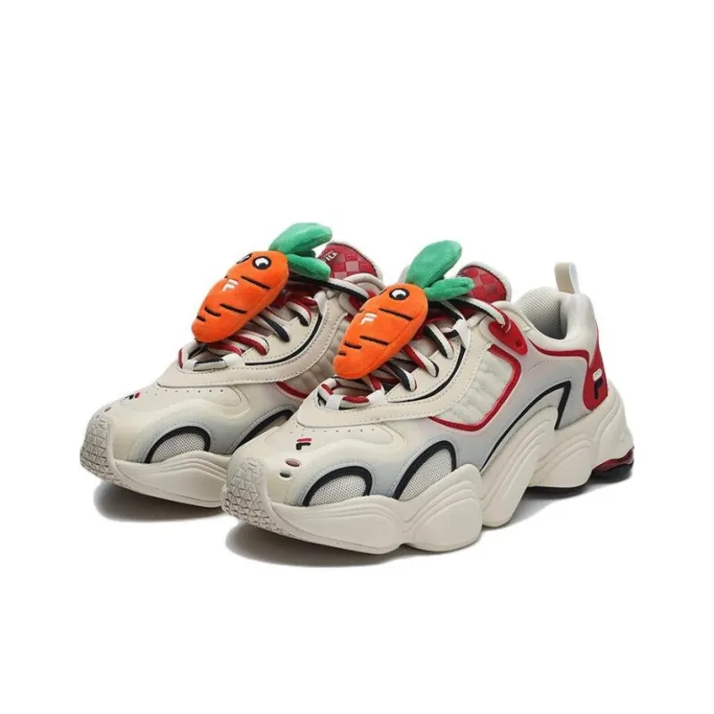 FILA FUSION TENACITY Cny Cushioning Anti Slip And Wear Resistant Low Top Casual Shoes Men's White Red-1