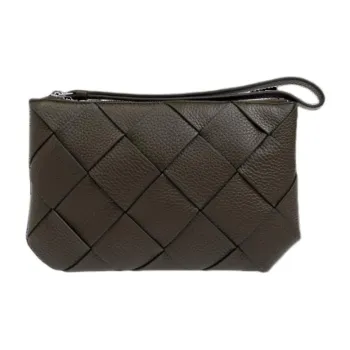 Bottega Veneta Grained Leather Clutch Men's Dark Green