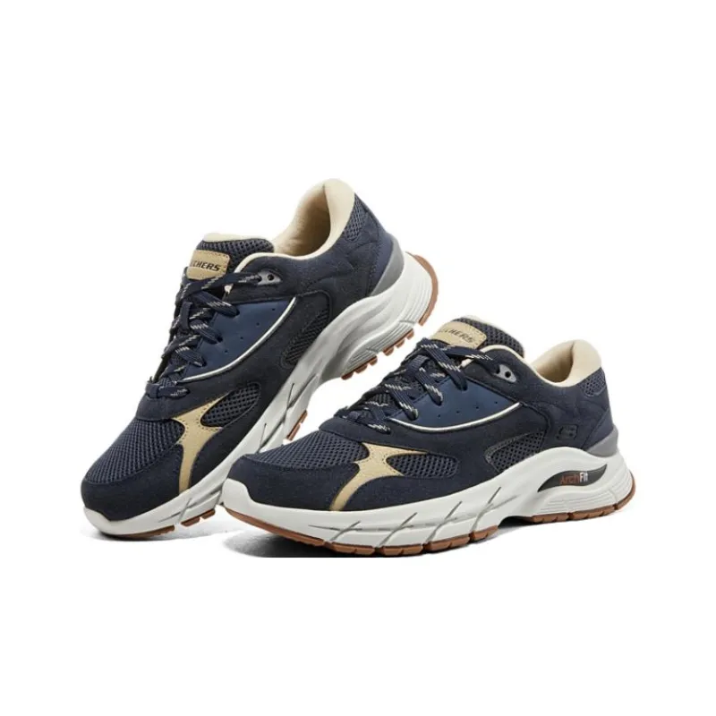 Skechers Arch Fit Cushioning Wear Resistant Low Top Casual Shoes Men's Navy-1