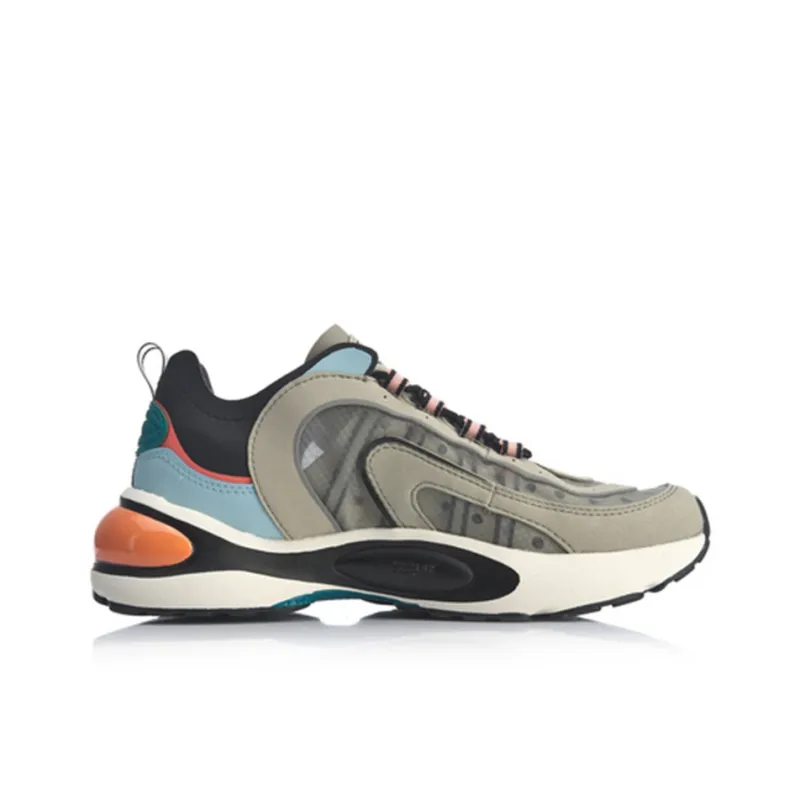 LiNing V8 Anti Slip Wear Resistant Low Top Running Shoes Women's Camel Gray-1
